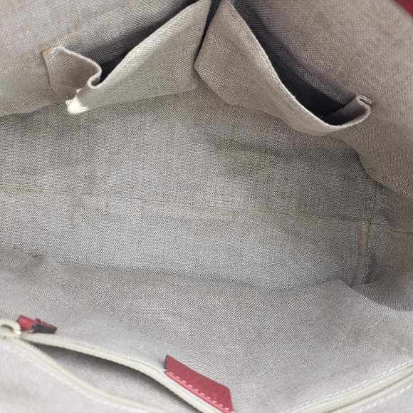 Gucci Interlocking GG Charm Pebbled Leather Satchel Bag Red 449659 - Picture 14 of 16